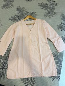 Light Pink V-Neck Kurta
