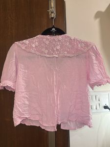 Pink Floral Embroidered Blouse