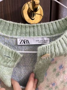 ZARA Pastel Floral Knit Cardigan