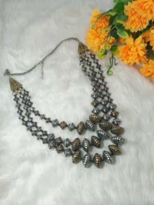 Antique oxidised jewellery unique neck set with lo
