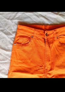 H&amp;M High Waisted Wide Leg Orange Jeans