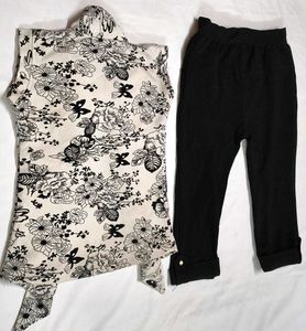 Stylish Floral Print Top &amp; Pants Set