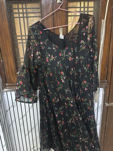 Black Floral Sheer Maxi Dress