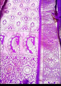 new purple silk saree with free black blouse