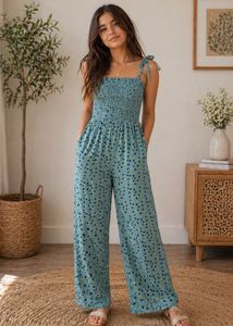 Smocked Wide Leg Jumpsuit