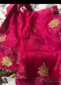Elegant Pink &amp; Gold Dupatta Unused