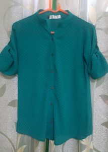 Teal Polka Dot Blouse
