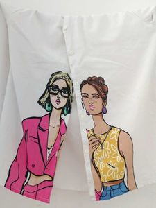 Graphic Print Button-Up Shirt