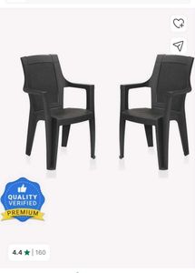 Set of 2 Black Plastic Chairs