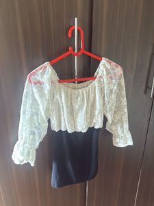 Chic Lace Top with Square Neck