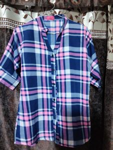 Checkered Button-Up Tunic