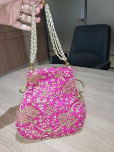 Pink Embellished Potli Bag