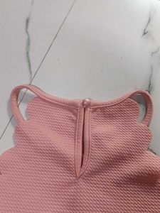 Pink Scallop Neck Halter Top