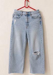 Light Wash Ripped Wide Leg Jeans