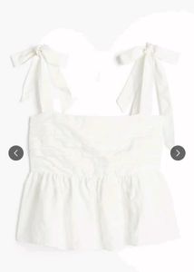 Chic White Tie-Shoulder Peplum Top