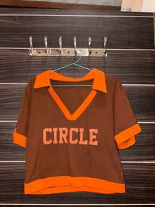 Retro Brown & Orange "Circle" Top