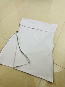 White Strapless Asymmetrical Top