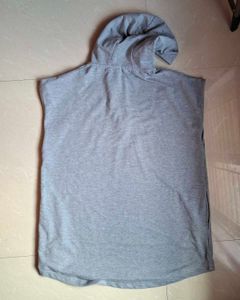 Grey Sleeveless Hoodie Top