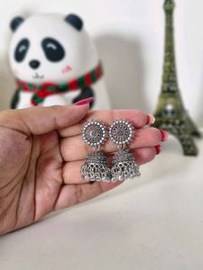 Oxidized Jhumka Earrings pack of 2