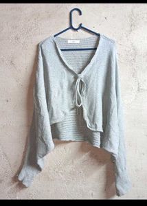 Light Grey Cropped Knit Shrug