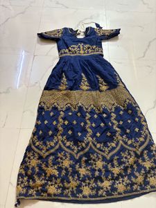 new  Blue Embroidered Gown fit upto 36