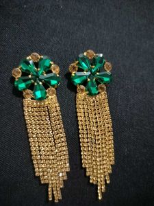 Stunning Green & Gold Drop Earrings