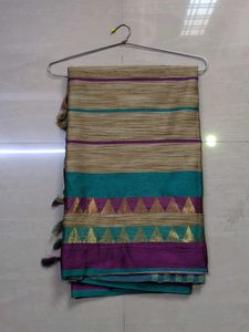 Elegant Striped Saree with Tassels