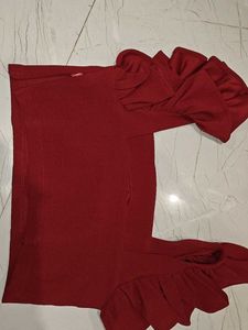 Red Ruffle Sleeve Top