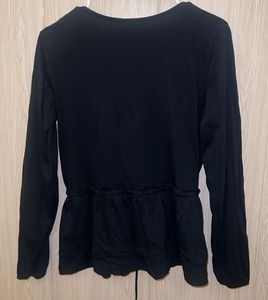 Chic Black Top with Drawstring Waist