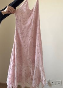 Pink Floral Halter Neck Midi Dress