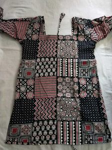 Bohemian Patchwork Kurti Tie up back detailing