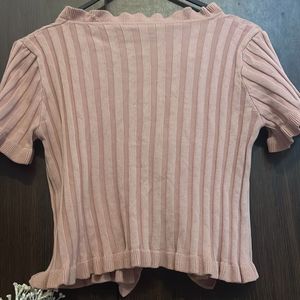 Cute Ruffle Trim Knit Top