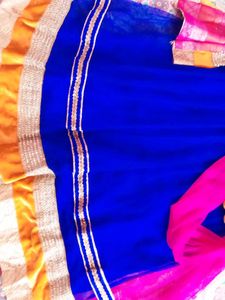 Vibrant Blue &amp; Orange Lehenga Choli