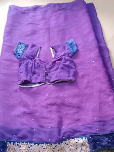Purple Saree with Blouse