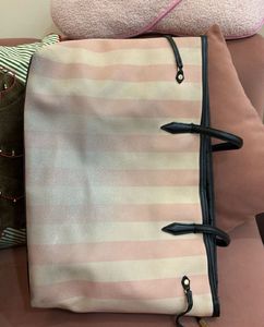 Victoria's Secret Pink Striped Tote Bag