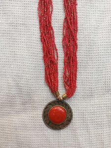 Red Stone Pendant Necklace Set