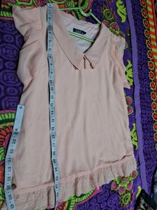 Cute Peach korean top with Collar