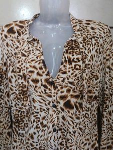 Leopard Print Button-Down Blouse