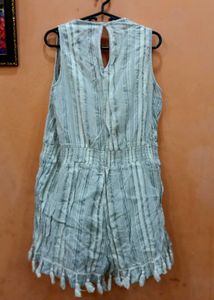 Embroidered Striped Romper
