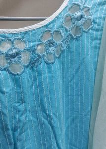 Blue Floral Applique Top