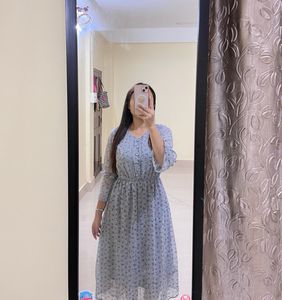 Light Blue Floral Midi Dress