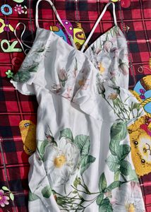 Floral Ruffle Satin A line Dress
