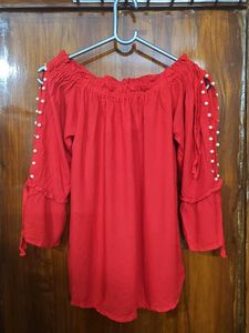 Stylish Off-Shoulder Red Top