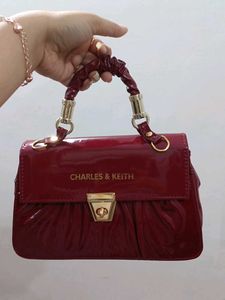 NewCharles &amp; Keith Patent Red Handbag