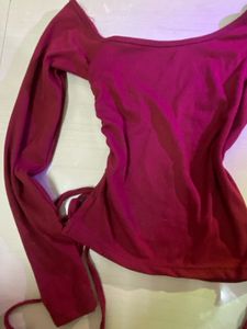 Chic Red Long Sleeve Off-Shoulder Top