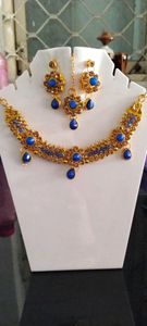 Blue Stone Necklace Set with Earrings