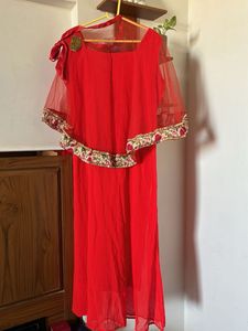 Stunning Red Ethnic Gown with cape