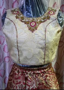Elegant Red Brocade Lehenga Choli Set