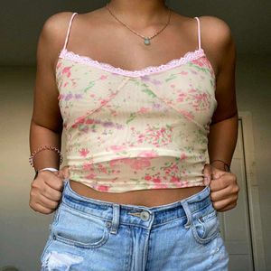 23V. Sheer floral Y2K top