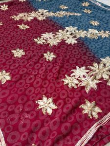 Embellished Red Saree